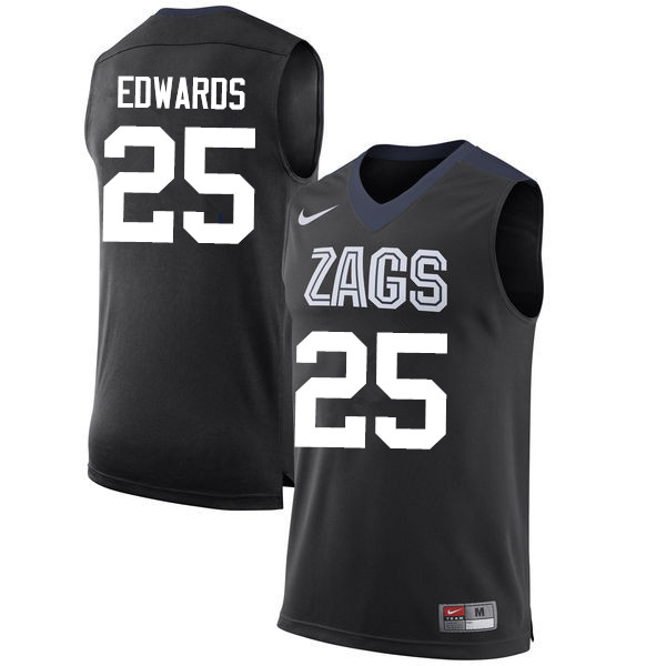 Men #25 Ryan Edwards Gonzaga Bulldogs College Basketball Jerseys-Black - Click Image to Close